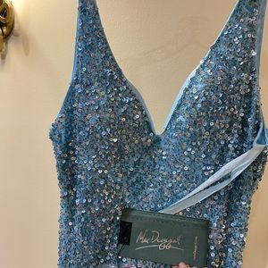 Blue sequin evening dress